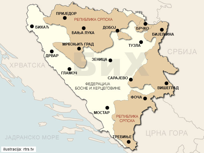 Карта Босне и Херцеговине - Фото: РТРС