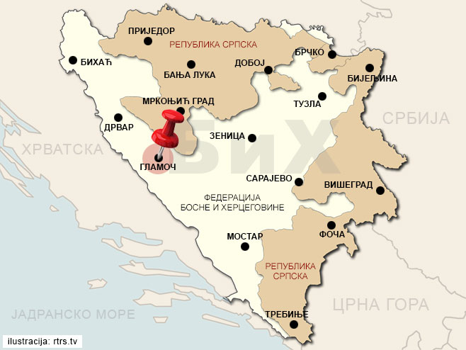 Карта БиХ - Гламоч - Фото: РТРС