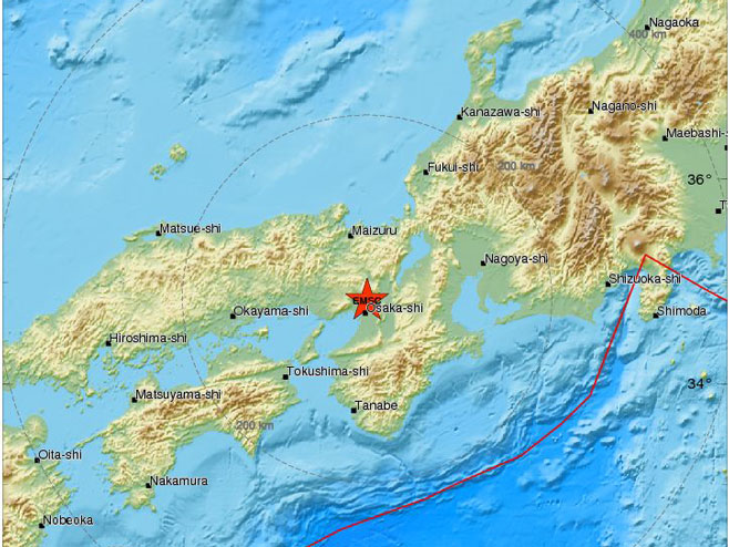 Осака, епицентар земљотреса (фото: static3.emsc.eu) - 