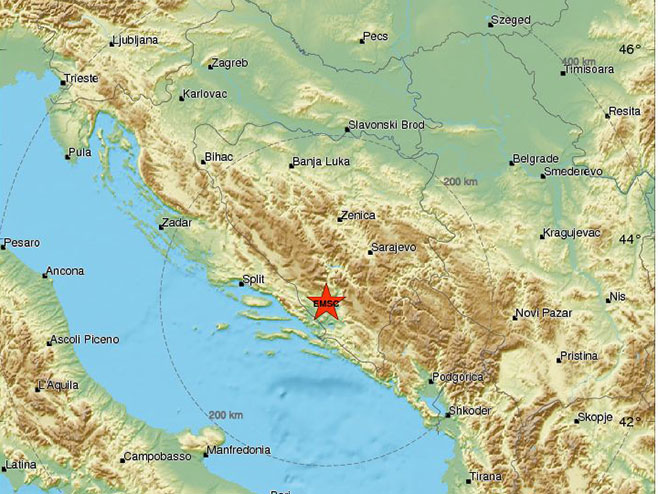 Земљотрес код Мостара (Фото: www.emsc-csem.org) - 