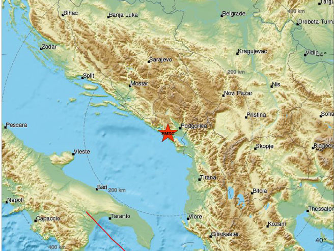 Земљотрес код Цетиња (Фото: EMSC) - 