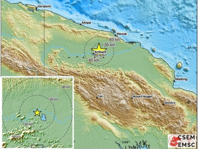 Папуа Нова Гвинеја, земљотрес (фото: https://twitter.com/LastQuake) - 