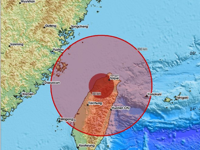 Снажан земљотрес код Тајвана