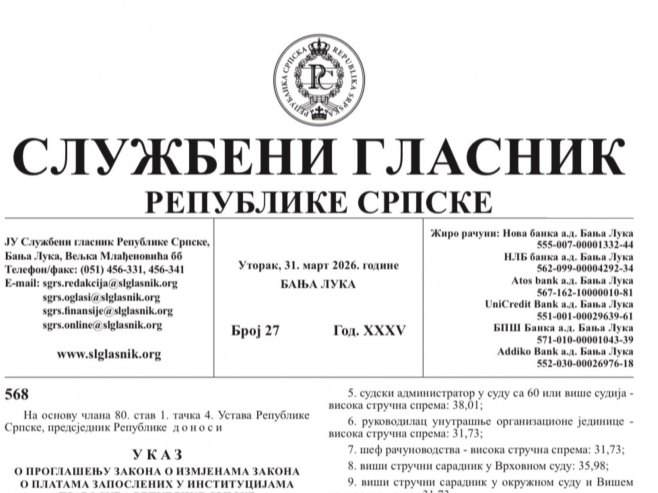 Службени гласник Републике Српске (Фото: x.com/tnjiteras) Службени гласник Републике Српске (Фото: x.com/tnjiteras) -