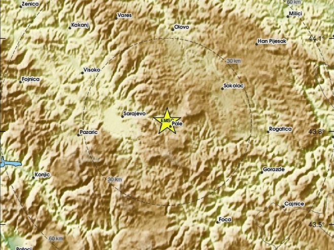 Епицентар земљотреса (фото: emsc.eu) Епицентар земљотреса (фото: emsc.eu) -