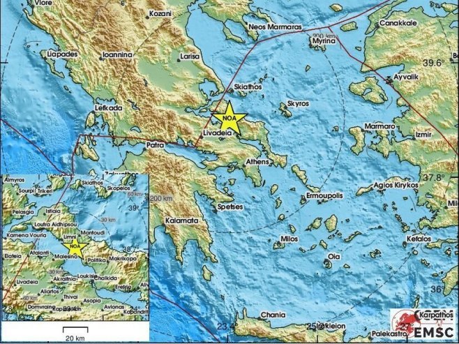 Грчка, земљотрес (фото: x.com/LastQuake) Грчка, земљотрес (фото: x.com/LastQuake) -