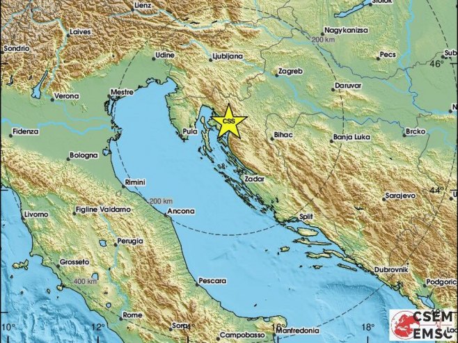 Хрватска, земљотрес (фото: emsc.eu) Хрватска, земљотрес (фото: emsc.eu) -