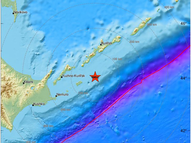 Земљотрес код Курилских острва (Фото: www.emsc-csem.org) - 