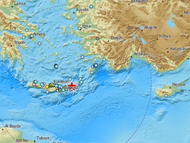 Земљотрес код Крита (фото: emsc.eu) - 