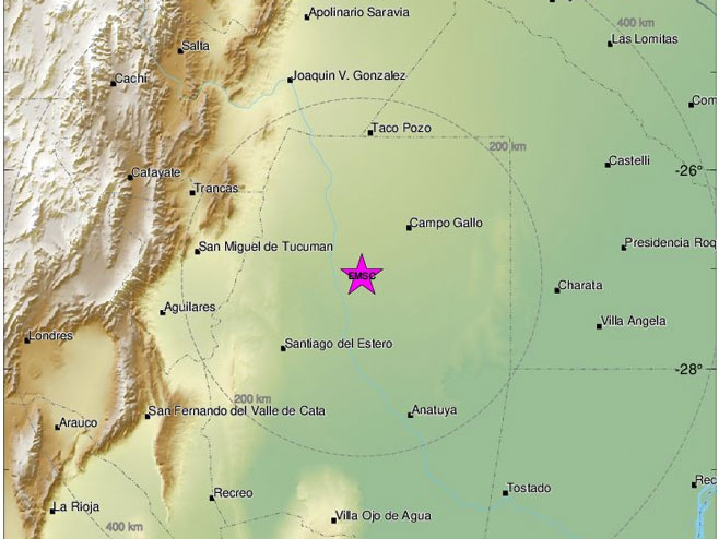 Епицентар земљотреса у Аргентини (фото: emsc.eu) - 