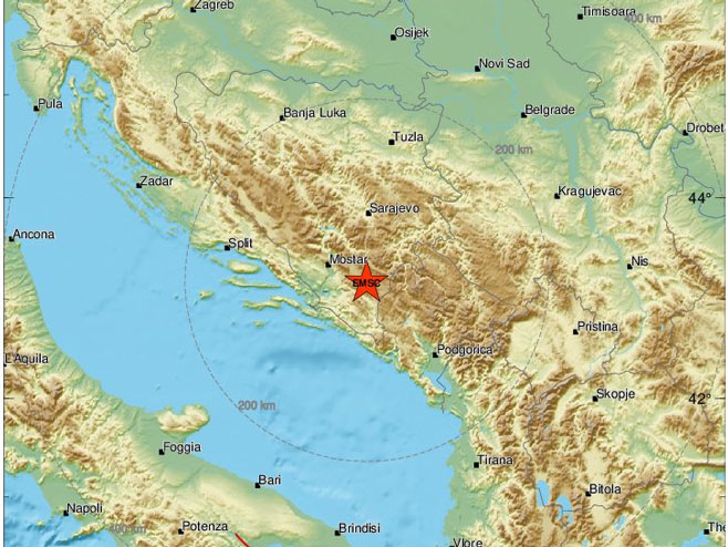 Епицентар земљотреса (фото: www.emsc.eu) - 