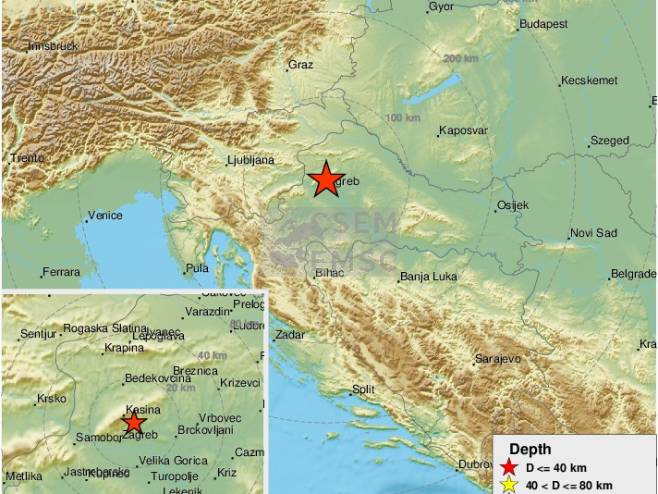 Епицентар земљотреса (фото: twitter.com / LastQuake) - 