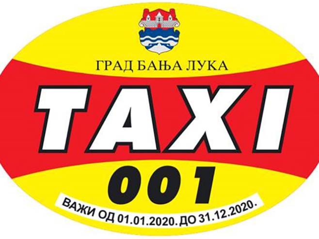 Бањалука: Такси наљепница за 2020. годину са грбом града - Фото: СРНА