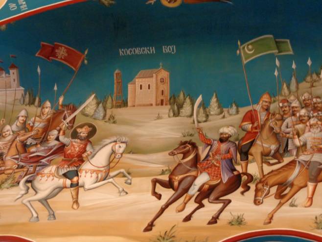 Бој на Косову (фреска: Црква Лазарица на Звездари, Београд) - 