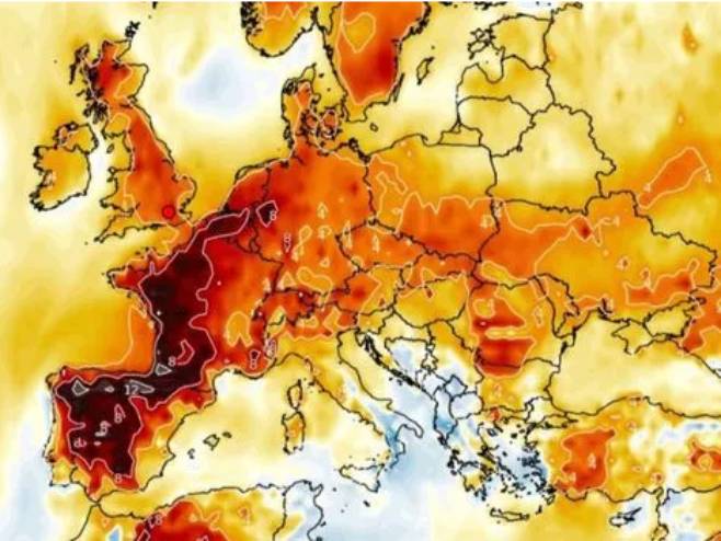 Температурне разлике Европе (фото: WXCHART) - 