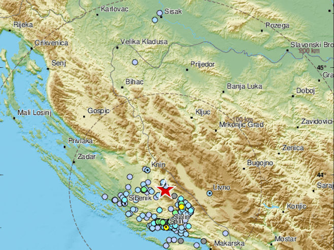 Земљотрес код Дрниша (Фото: EMSC) - 