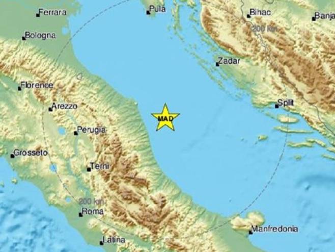 Земљотрес у италијанском дијелу Јадрана (Фото: EMSC) - 