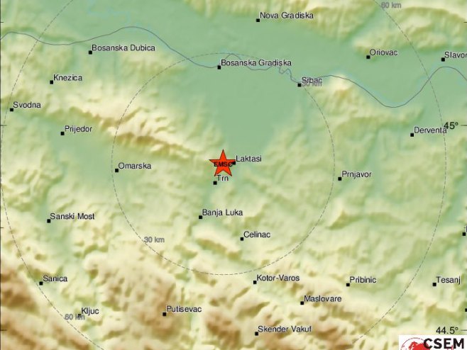 Земљотрес код Трна (фото: twitter.com/LastQuake) - 