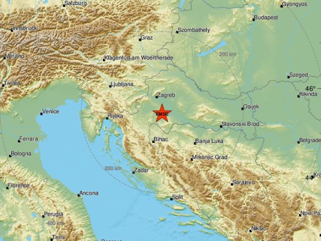 Епицeнтар земљотреса (фото: emsc.eu/Earthquake) - 