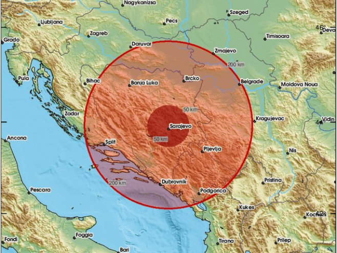 Земљотрес у Сарајеву (фото: https://twitter.com/LastQuake) - 