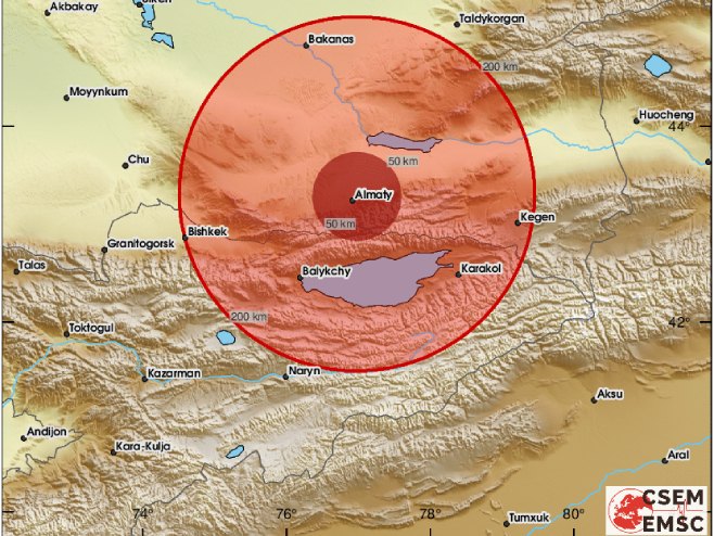 Земљотрес у Киргистану и Казакстану (Фото: EMSC) - 