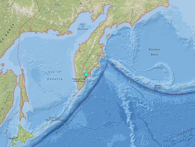 Земљотрес код обале Камчатке (Фото: earthquake.usgs.gov) - 