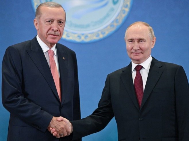 Владимир Путин и Реџеп Тајип Ердоган (Фото: EPA-EFE/SERGEY GUNEEV / SPUTNIK / KREMLIN POOL) - 