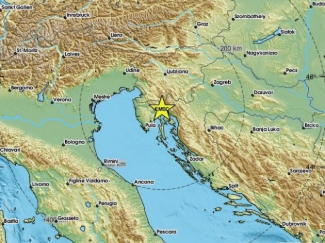Земљотрес у Хрватској (фото: emsc-csem.org) - 
