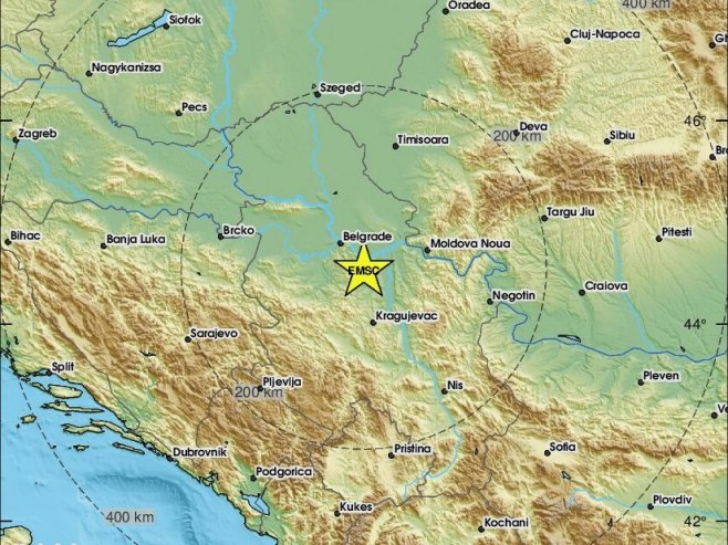 Земљотрес у Србији (фото: emsc-csem.org) - 