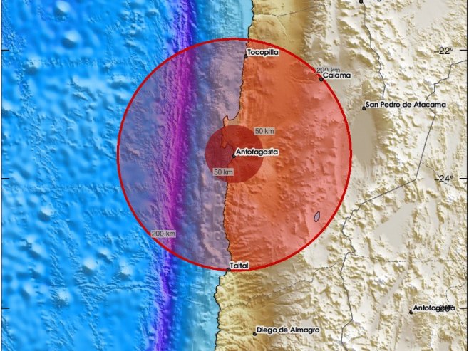 Земљотрес јачине 7,4 степена погодио сјевер Чилеа