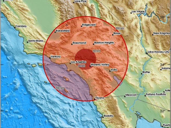 Земљотрес, Калифорнија (фото: x.com/lastquake) - 