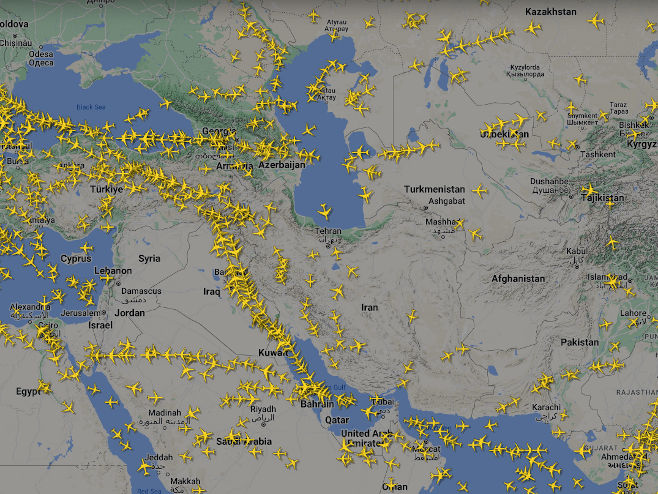 Летови на Блиском истоку (Фото: flightradar24.com) - 