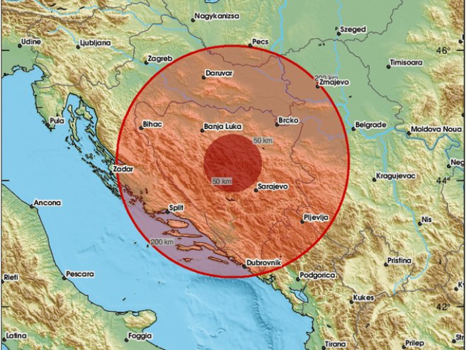 Земљотрес, ФБиХ (фото: x.com/lastquake) - 