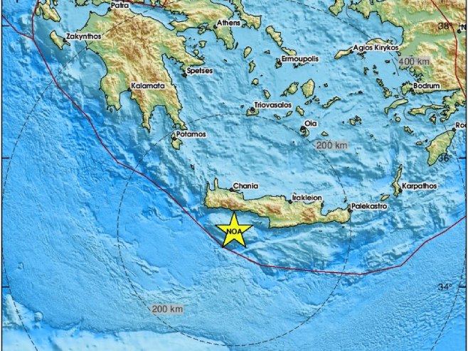 Земљотрес код крита (Фото: emsc-csem.org) - 
