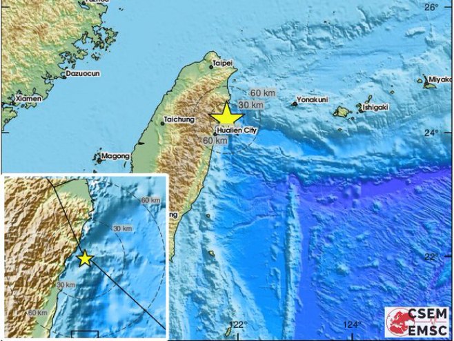 Земљотрес код Тајвана (Фото: EMSC) - 