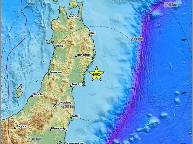 Земљотрес јачине 5,3 степена по Рихтеру погодио близину острва Хоншу у Јапану