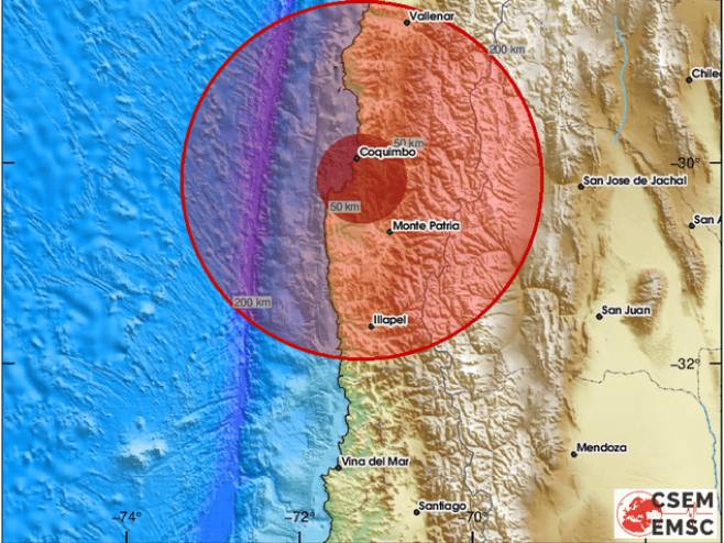 Потрес јачине 5,7 степени код обала централног Чилеа